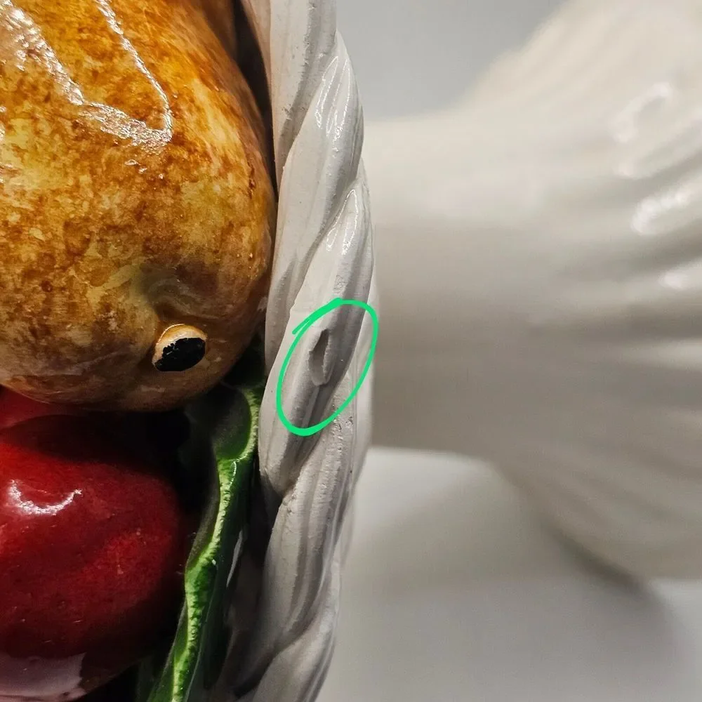 8" BASSANO Pottery Italian Capodimonte Ceramic Centerpiece Fruit Basket Pedestal - Picture 11 of 11